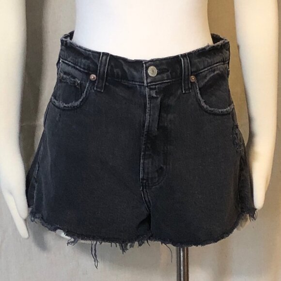 Abercrombie & Fitch The Mom Short High Rise Black 28 6 M - Picture 1 of 9